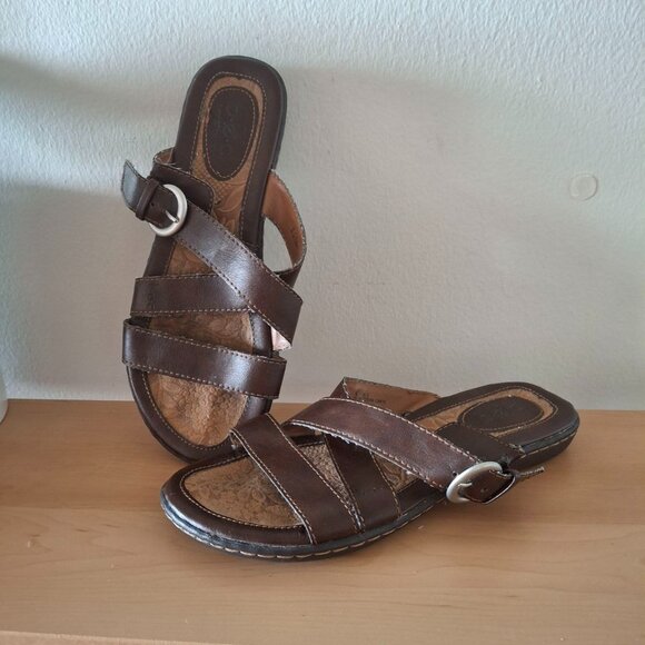 b.o.c - BØC Born Concept Brown Two-Strap Slide Sandals - Women’s Size 6M - Picture 1 of 5